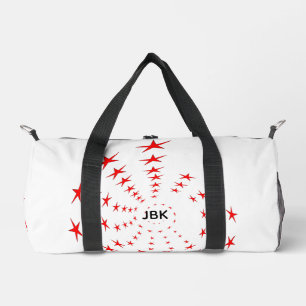 Seesack - Spiralen aus roten Sternen und Initialen Duffle Bag