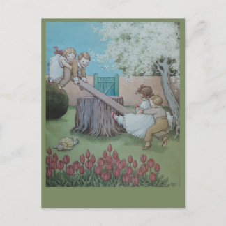 Seesaw Margery Daw nursery rhyme Postkarte
