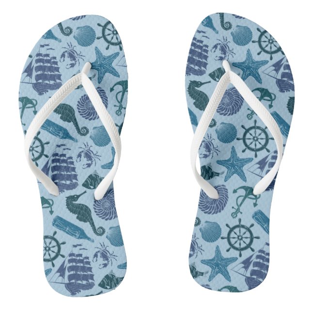 Seeschatten des blauen Musters Flip Flops (Fußbett)