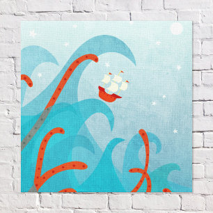 Seeschifffahrts-Seeungeheuer Leinwanddruck