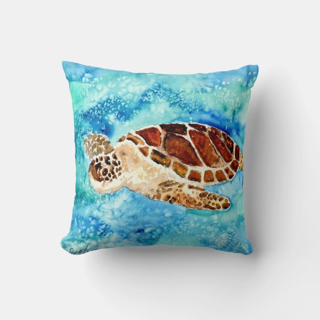 Seeschildkröte-Meeresweltpillow Kissen (Vorderseite)