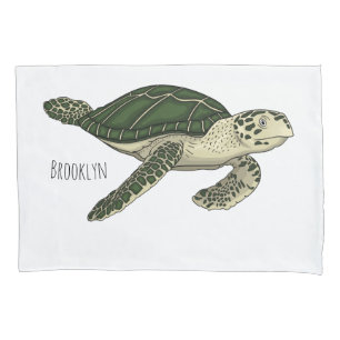Seeschildkröten-Cartoon-Illustration Kissenbezug