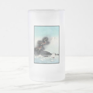 Seeschlacht Drachenzorn um den Fuji, Japan Mattglas Bierglas