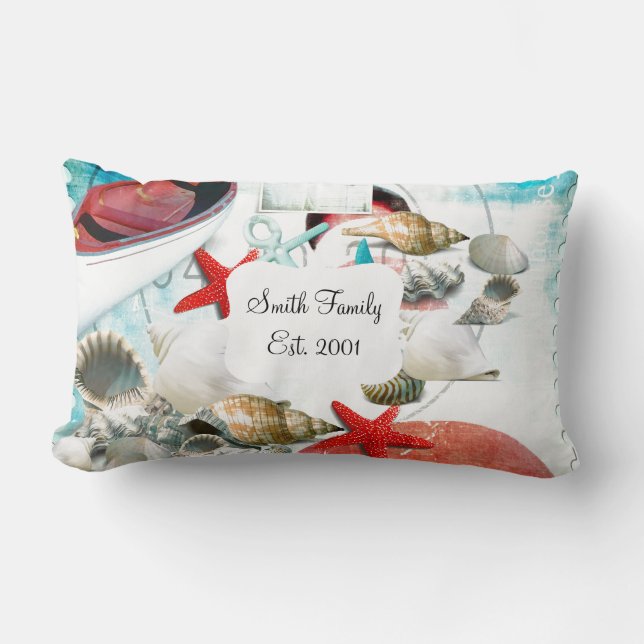 Seeseashells-Ankerstarfish-Strand-Thema Lendenkissen (Vorderseite)
