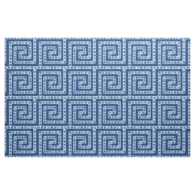 Seeseashells-griechisches dunkelblaues stoff (Yard (91,4 cm))