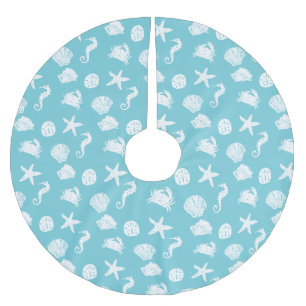 Seeseegeschöpf-Weihnachtsstrand-Haus Polyester Weihnachtsbaumdecke