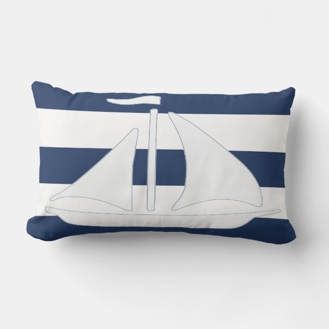 SeeSegelboot-blauer Streifenlumbar-Kissen Lendenkissen (Vorderseite)