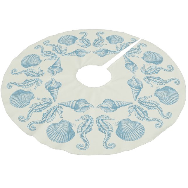 Seeseitige Muscheln Weihnachten Weihnachten Polyester Weihnachtsbaumdecke (Schrägansicht)