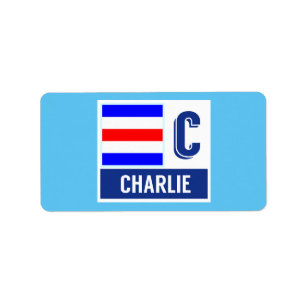 Seesignal-Code-Flagge C "Charlie " Adressaufkleber