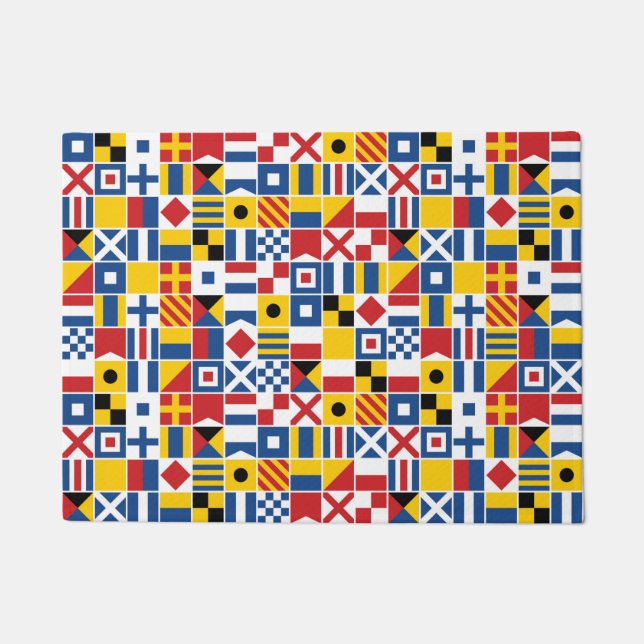 Seesignal-Flaggen-Muster Fußmatte (Vorderseite)