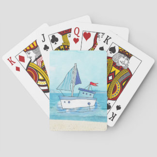 Seespielkarten mit Boot auf See Spielkarten
