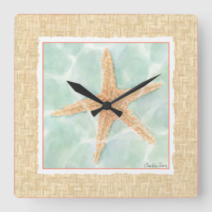 SeeStarfish im Wasser Quadratische Wanduhr