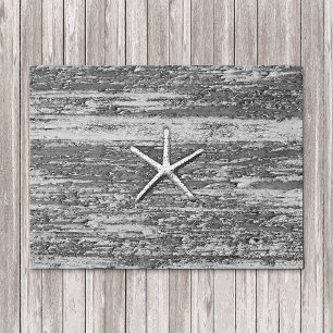 SeeStarfish verwittertes Treibholz-Aquarell Fußmatte