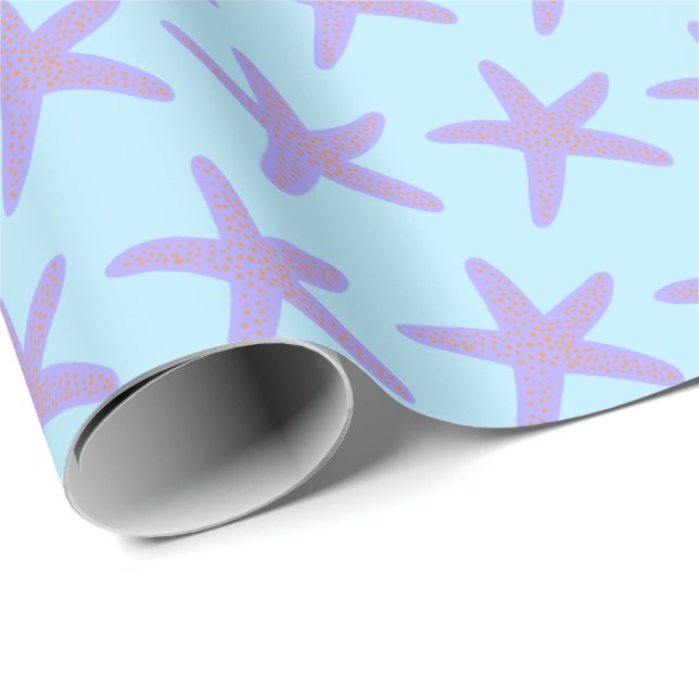 Seestars Ocean Pattern Lila Geschenk Geschenkpapier (Rolleneckpunkt)