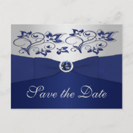 Seestelle und Silver Floral Save the Date Postkart Ankündigungspostkarte