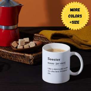 Seester Substantiv Lustige Typografie Fett Schwarz Kaffeetasse