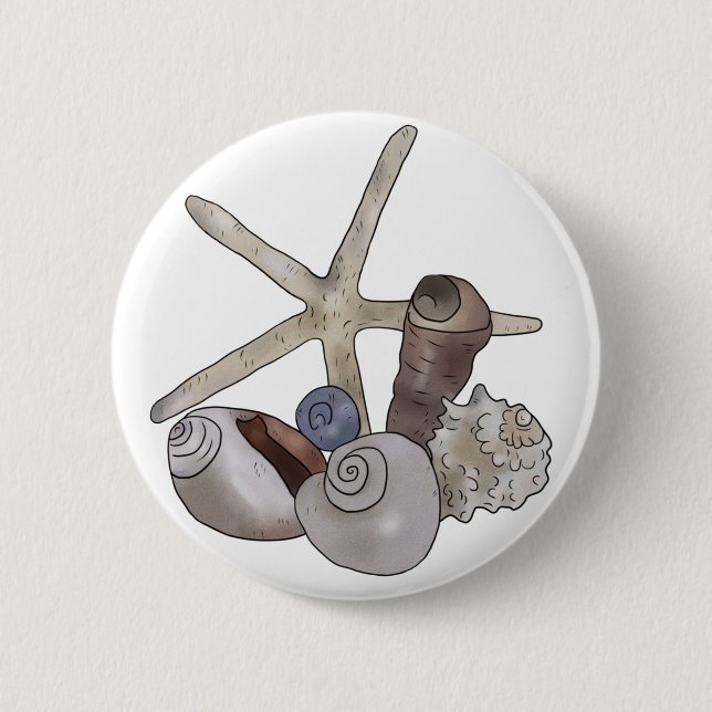 Seestern am Strand Button (Vorderseite)