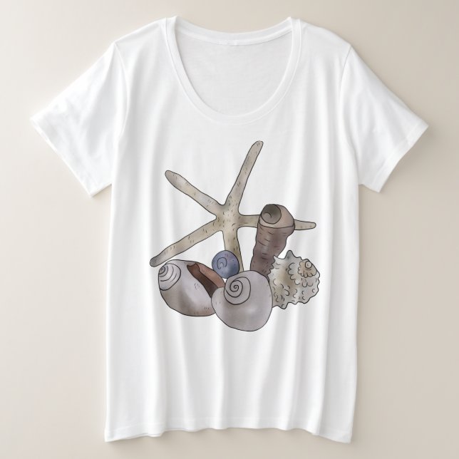 Seestern am Strand Große Größe T-Shirt (Design vorne)
