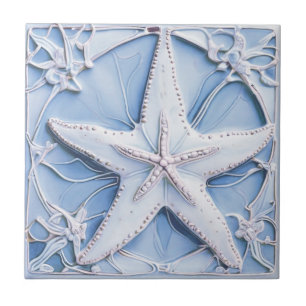 Seestern Blau Jugendstil Faux-Relief Fliese