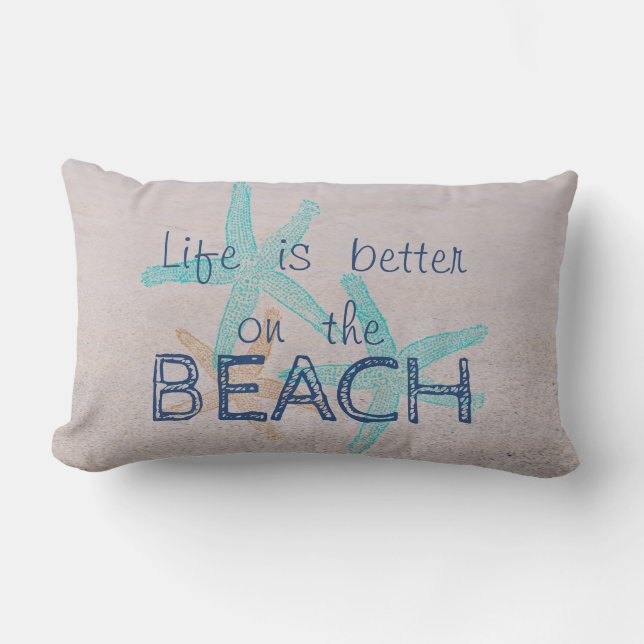 Seestern, das Leben ist besser am Strand, Sand Lendenkissen (Vorderseite)