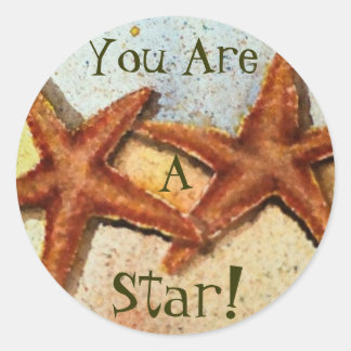 Seestern, du bist, A, Star! Runder Aufkleber
