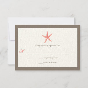 Seestern Hochzeitseinladung - KORALLE RSVP Karte