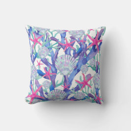 Seestern Koralle Meerestiere Pink Lila Aquarell Kissen