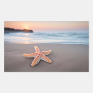 Seestern liegt an einem Strand Rechteckiger Aufkleber