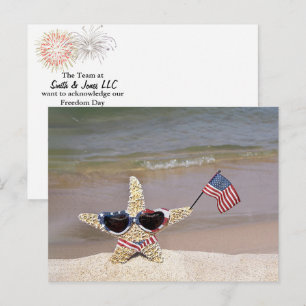 Seestern mit amerikanischer Flagge Postkarte