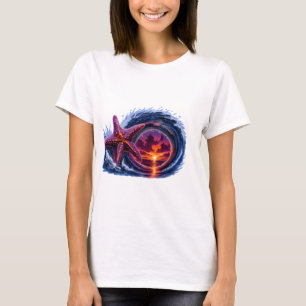 Seestern Ozeanwelle Sonnenuntergangsdesign Tropi T-Shirt