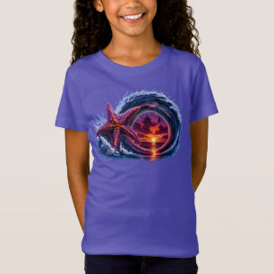 Seestern Ozeanwelle Sonnenuntergangsdesign Tropi T-Shirt