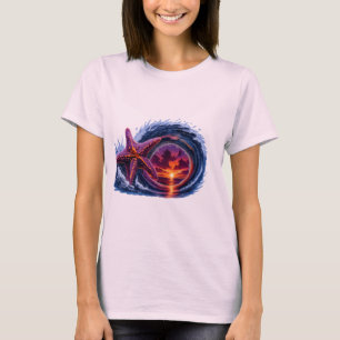 Seestern Ozeanwelle Sonnenuntergangsdesign Tropi T-Shirt