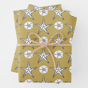 Seestern Sanddollar Skizzenmuster Geschenkpapier Set