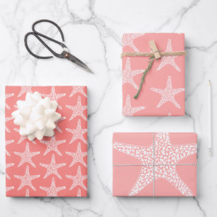 Seestern Strand Koralle Sommer Hochzeitsmuster  Geschenkpapier Set