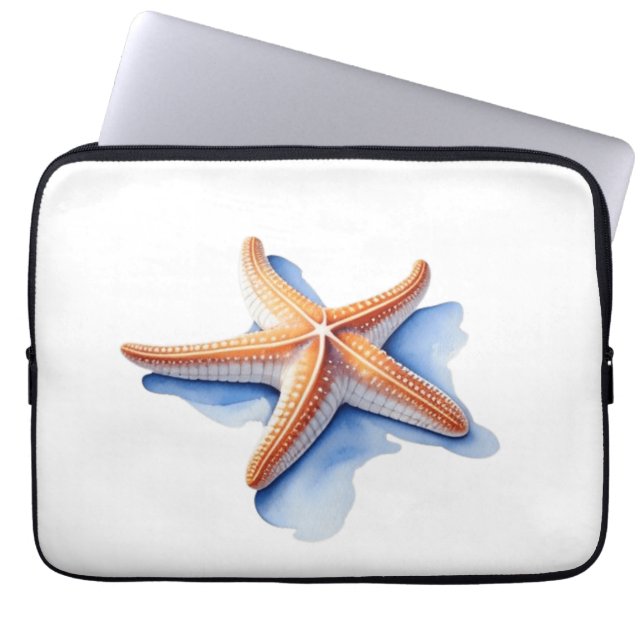 Seestern und blaue Silhouette Laptopschutzhülle (Vorderseite)