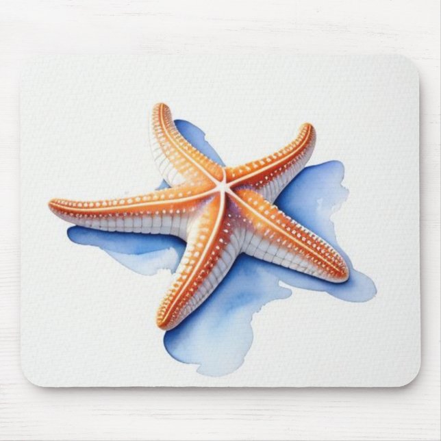Seestern und blaue Silhouette Mousepad (Vorne)