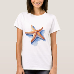 Seestern und blaue Silhouette T-Shirt