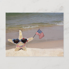 Seestern unter amerikanischer Flagge Postkarte