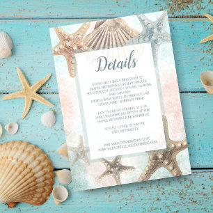 Seesterne Muschel Tropische Hochzeitsgastdetails Begleitkarte
