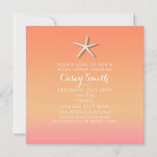 Seesterne Orange & Rosa Strand Sommer Brautparty Einladung