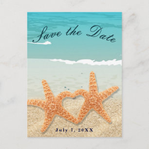Seesterne Paar auf dem Strand Hochzeit Save The Da Ankündigungspostkarte