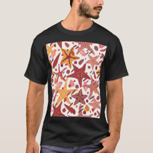 Seesterne Schalen: Skandinavisches Meeresmuster T-Shirt