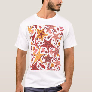 Seesterne Schalen: Skandinavisches Meeresmuster T-Shirt