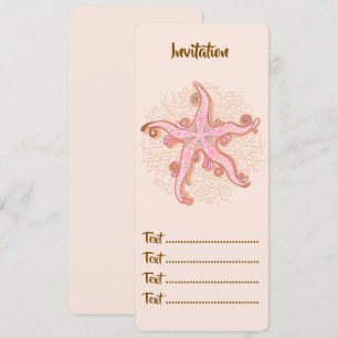 Seesterne und Korallen-Rosa-Pastell-Muster Einladung