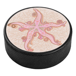 Seesterne und Korallen Rosa Pastell-Muster Eishockey Puck