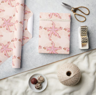 Seesterne und Korallen-Rosa Pastell-Muster Geschenkpapier