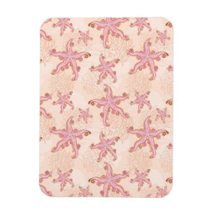 Seesterne und Korallen-Rosa-Pastell-Muster Magnet