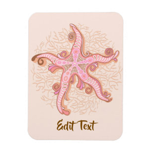 Seesterne und Korallen-Rosa-Pastell-Muster Magnet