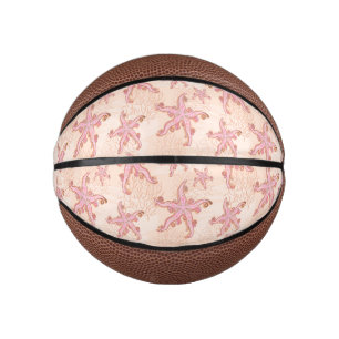 Seesterne und Korallen-Rosa-Pastell-Muster Mini Basketball