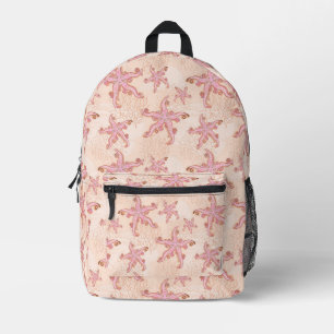 Seesterne und Korallen Rosa Pastell-Muster-Tasche Bedruckter Rucksack